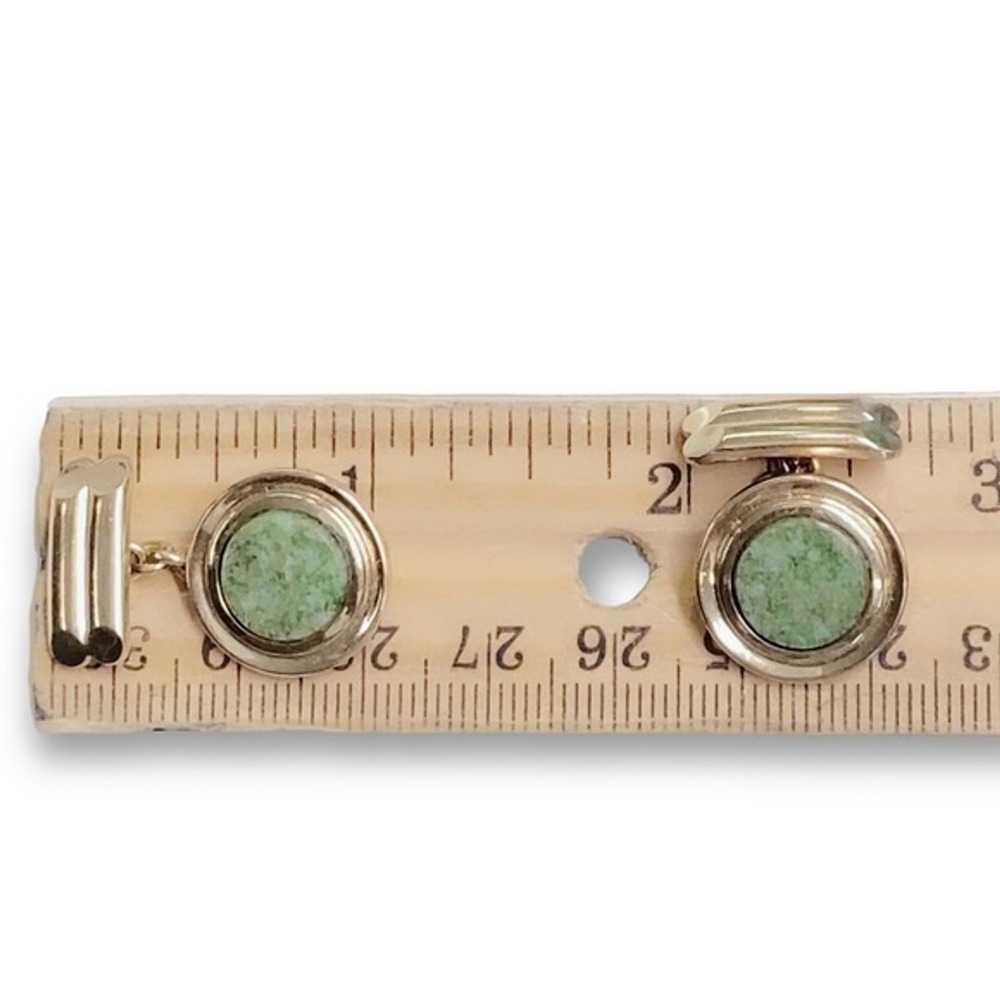 Rolled Gold and Green Stone? Cufflinks - Picture 4 of 4